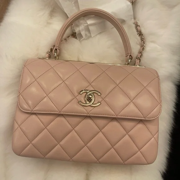 CHANEL Lambskin Quilted Trendy CC Dual Handle Flap Bag Beige - Picture 6 of 15